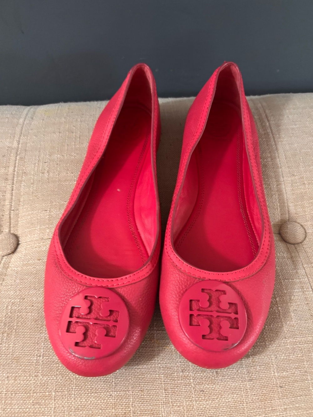 Tory Burch Reva Ballet flats hot pink leather size 9